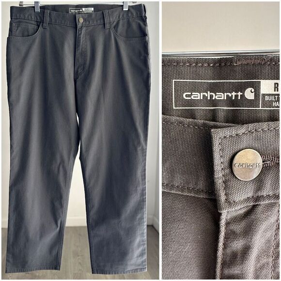 Carhartt Rugged Flex Relaxed Fit Canvas 5-Pocket Work Pant, Grey, W38 x L30 - Picture 4 of 4
